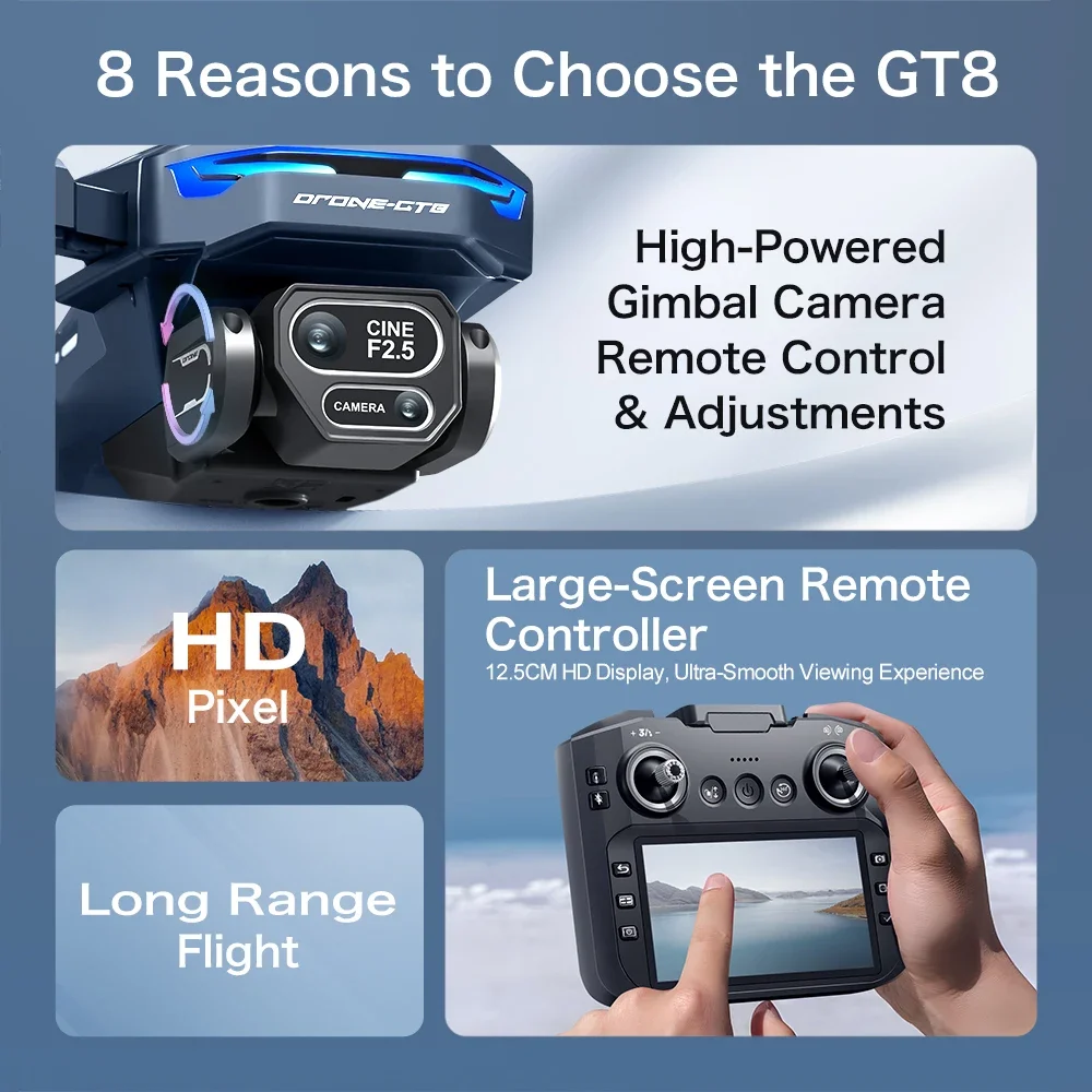 GT8 Drone 4K HD Câmera para ev - Drone Gt8 Rc avaliação e preço
